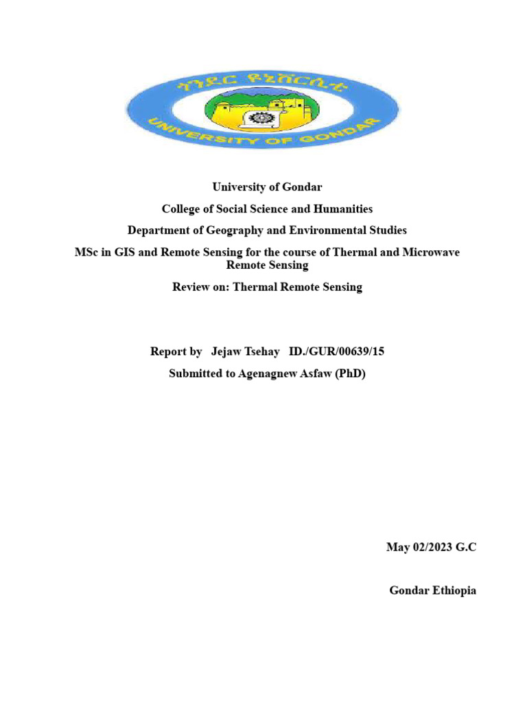 Overview of Thermal Remote Sensing | PDF | Infrared | Remote Sensing