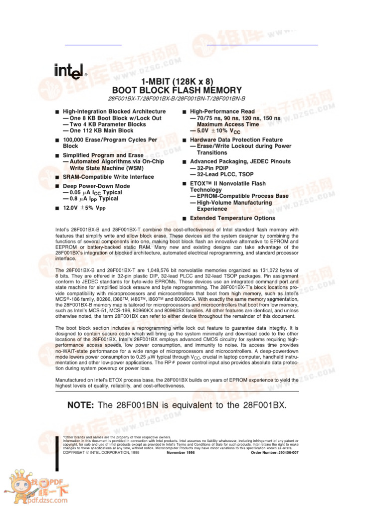 28F001BX T | PDF | Flash Memory | Booting