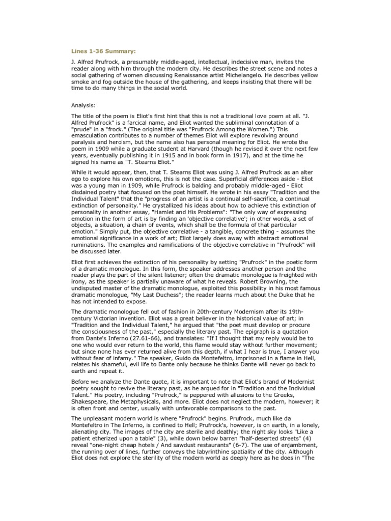 Prufrock analysis essays image