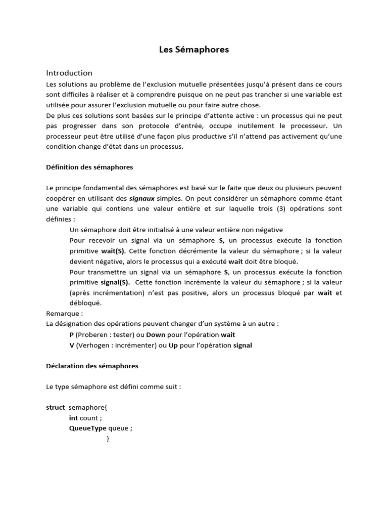 Définition des sémaphores en programmation | PDF | Ingénierie ...