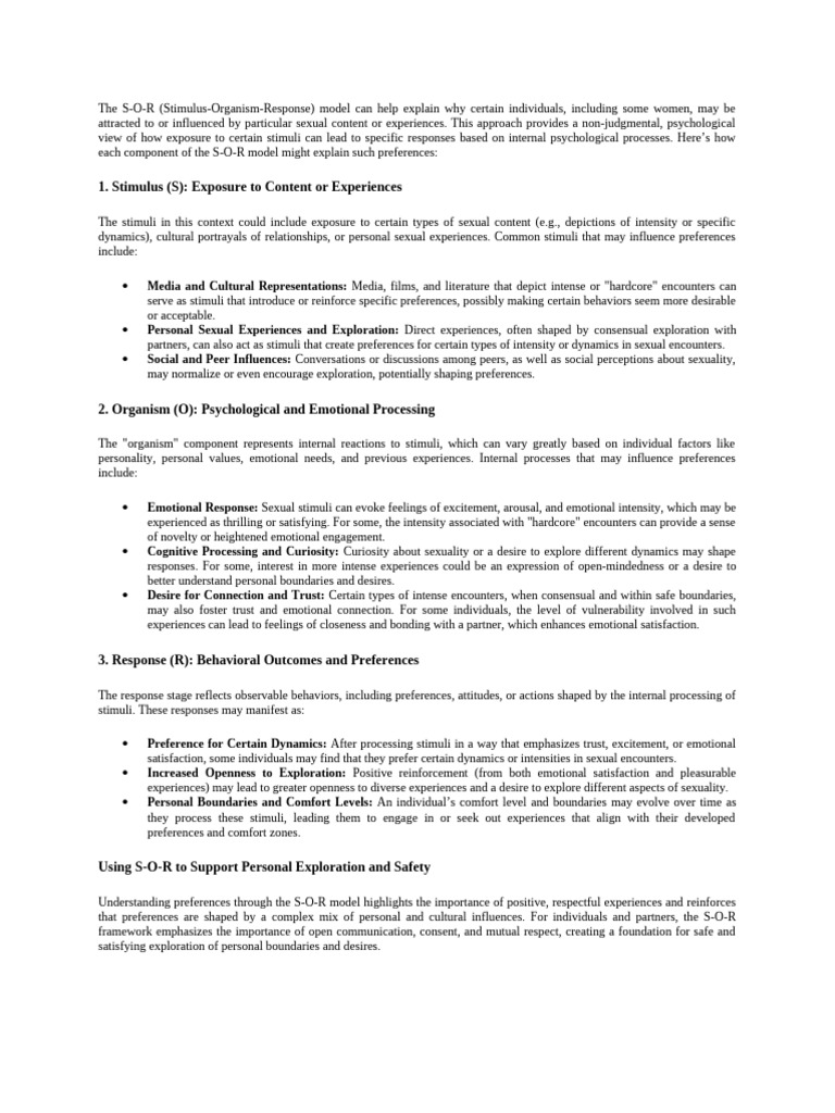 Using S-O-R To Support Personal Exploration and Safety | PDF | Emotions ...