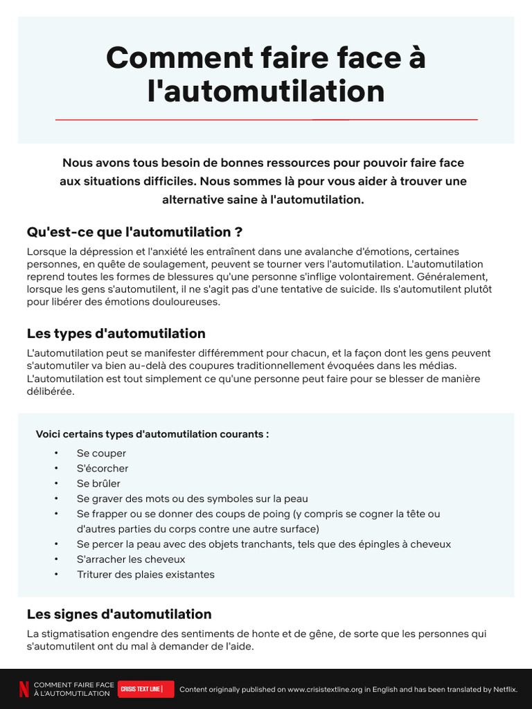Alternatives saines à l'automutilation | PDF | Automutilation | Émotions