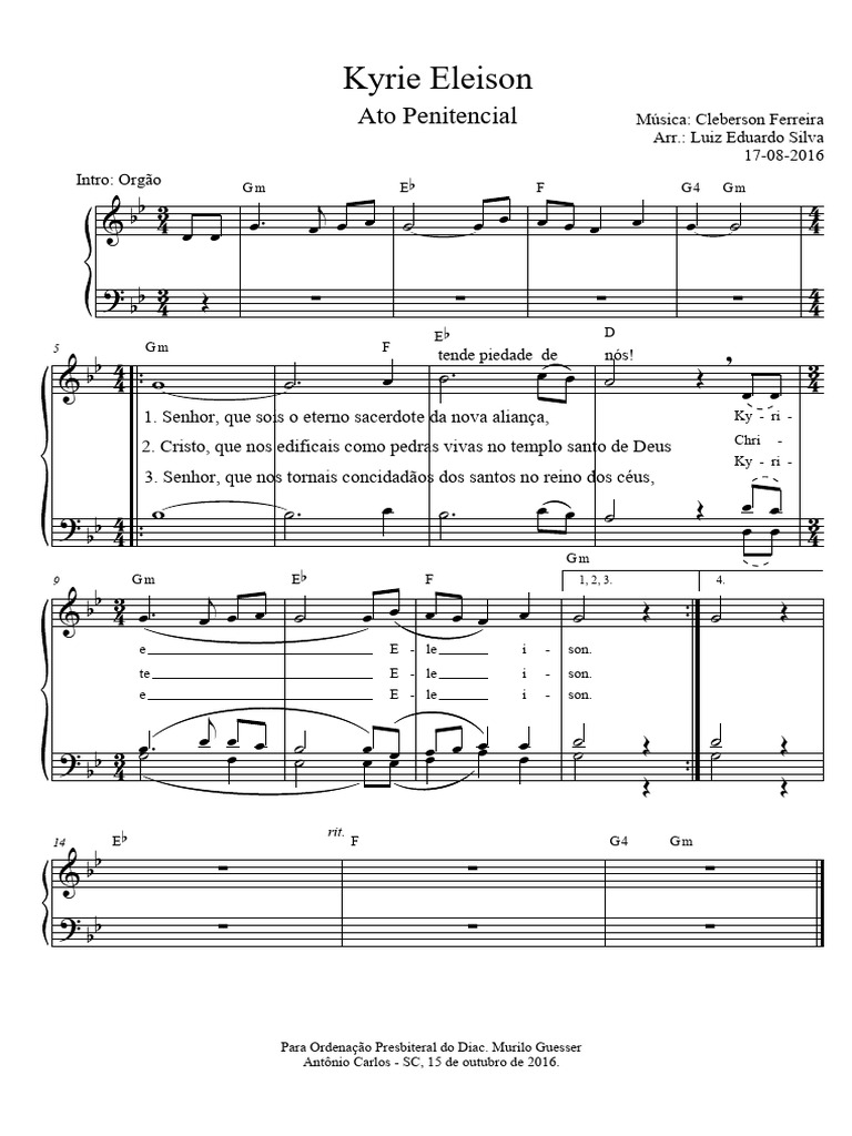 Ato Penitencial - Kyrie - Orgão e Coro | PDF | Oração cristã | Frases ...
