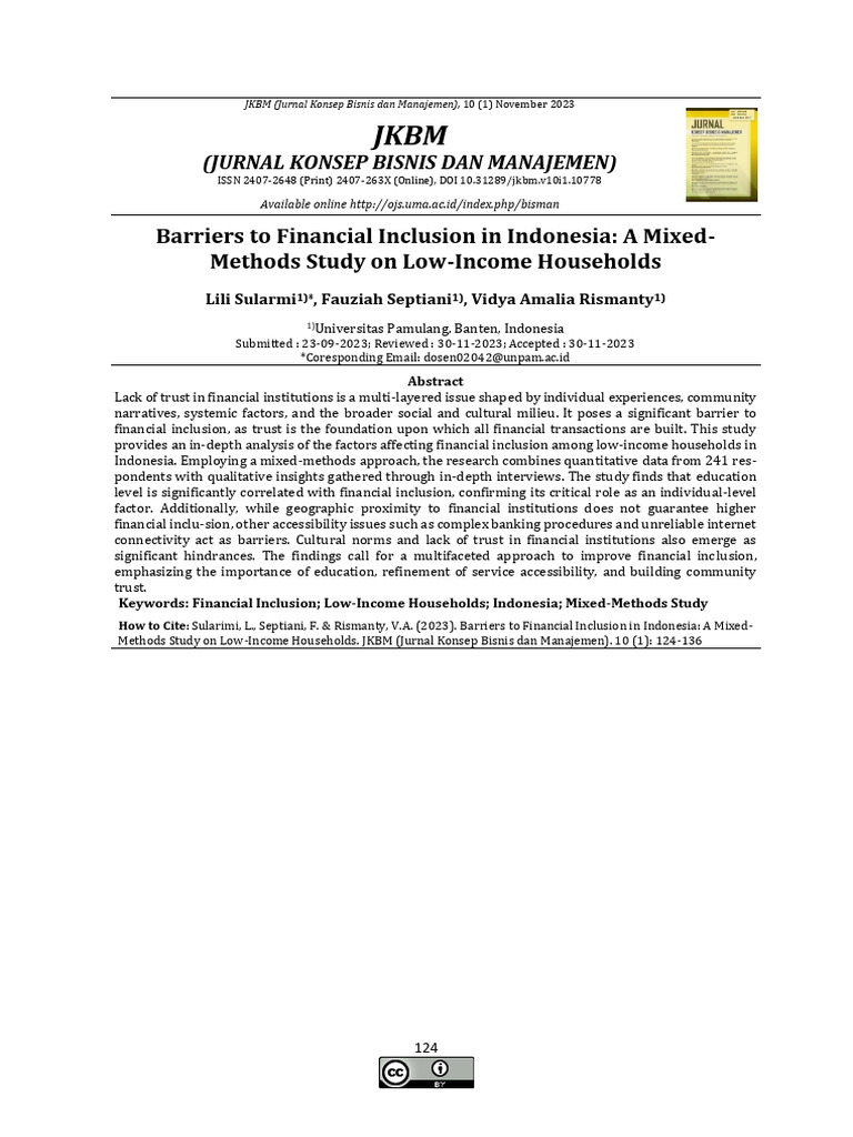 Barriers To Financial Inclusion in Indonesia A Mixed | PDF | Sampling ...