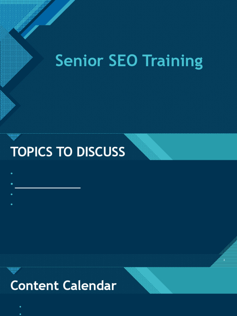 Senior seo training content calendar pdf search engine
