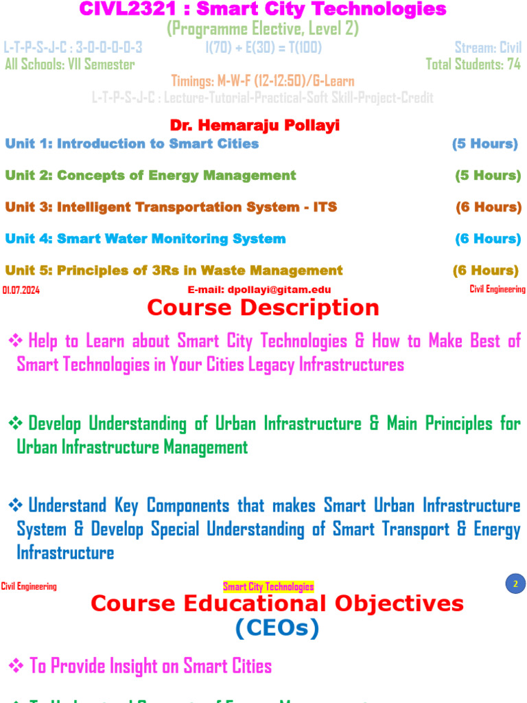 Smart City Technologies Course Overview | PDF | Infrastructure ...
