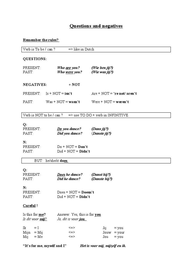 Questions and Negatives | PDF