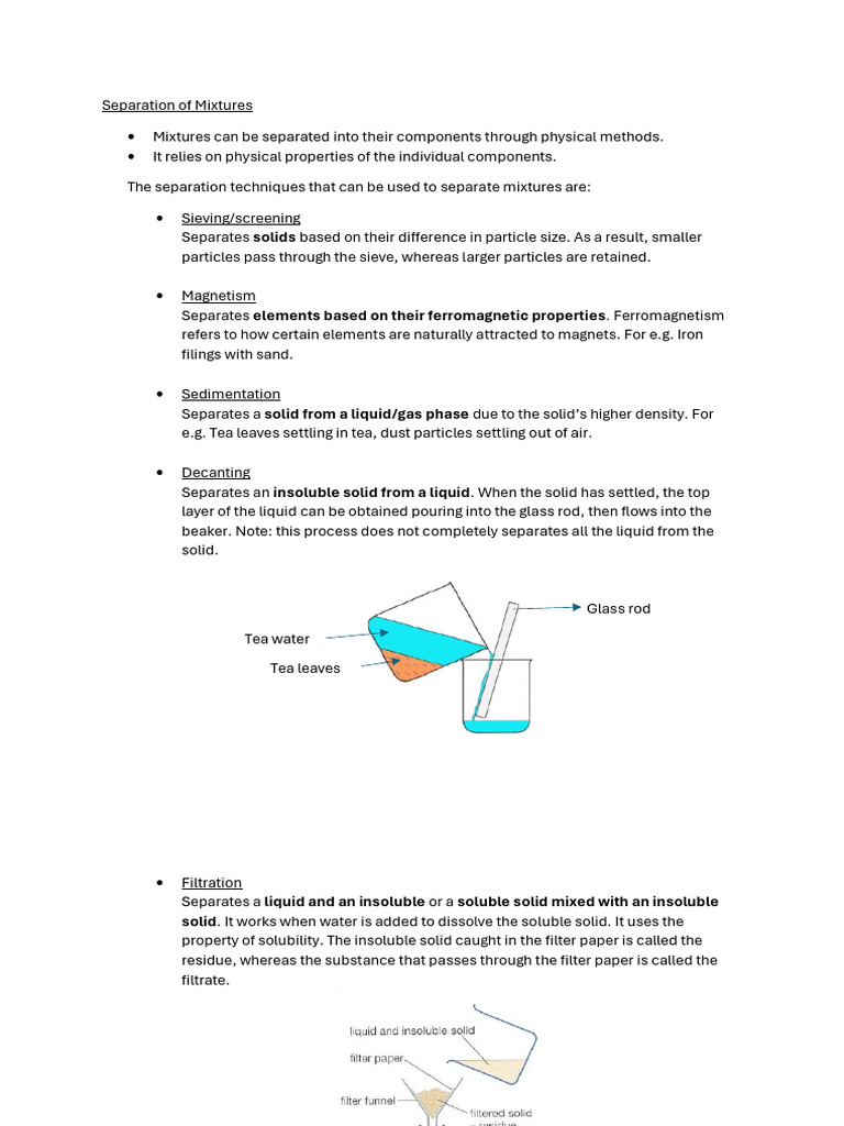 Separation of Mixtures | PDF | Mixture | Filtration
