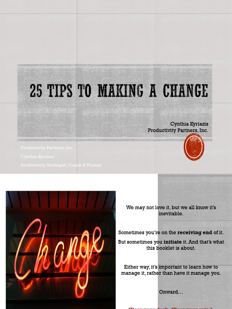 25 Tips To Making A Change | PDF | Behavioural Sciences | Cognition