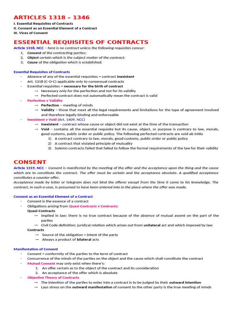 Essential Elements of Contracts Explained | PDF | Offer And Acceptance ...