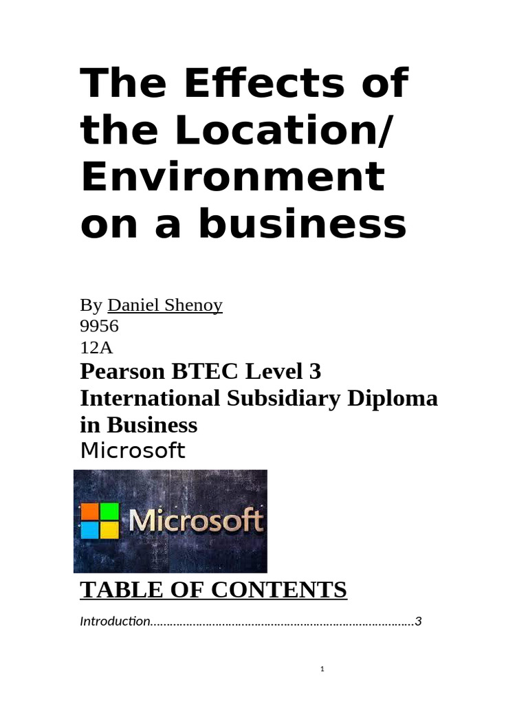 Assignment 3 Unit 1 The Effects of The Environment On A Business | PDF ...