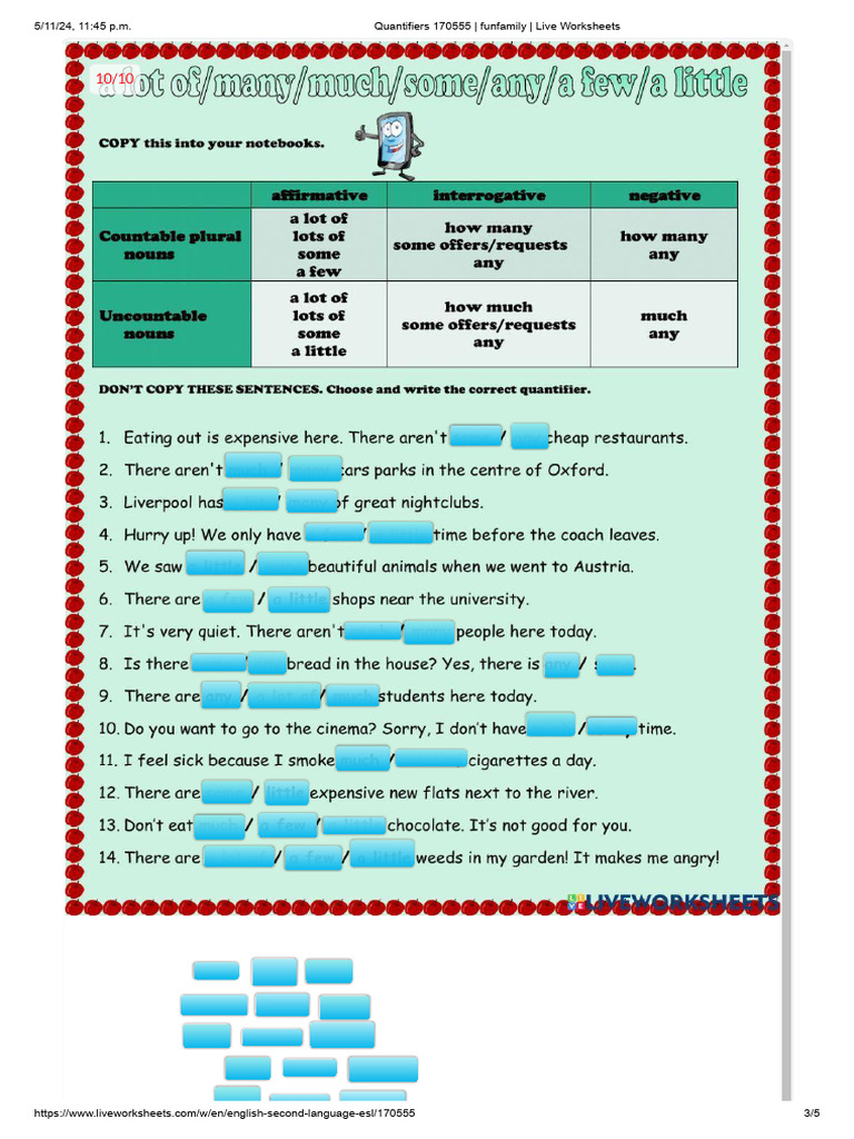 Grade 4 Quantifiers Live Worksheet | PDF
