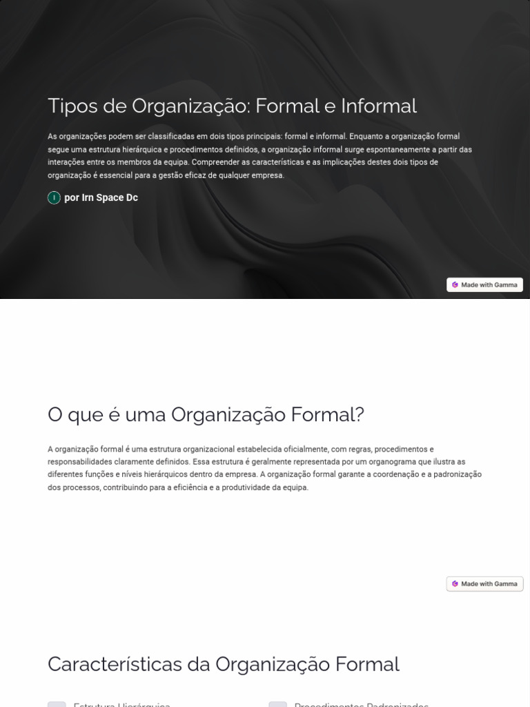 Diferenças entre Organizações Formais e Informais | PDF | Liderança ...