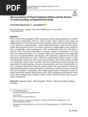 Misconceptions in Physics Explainer Videos and the Illusion of Understanding an Experimental Study