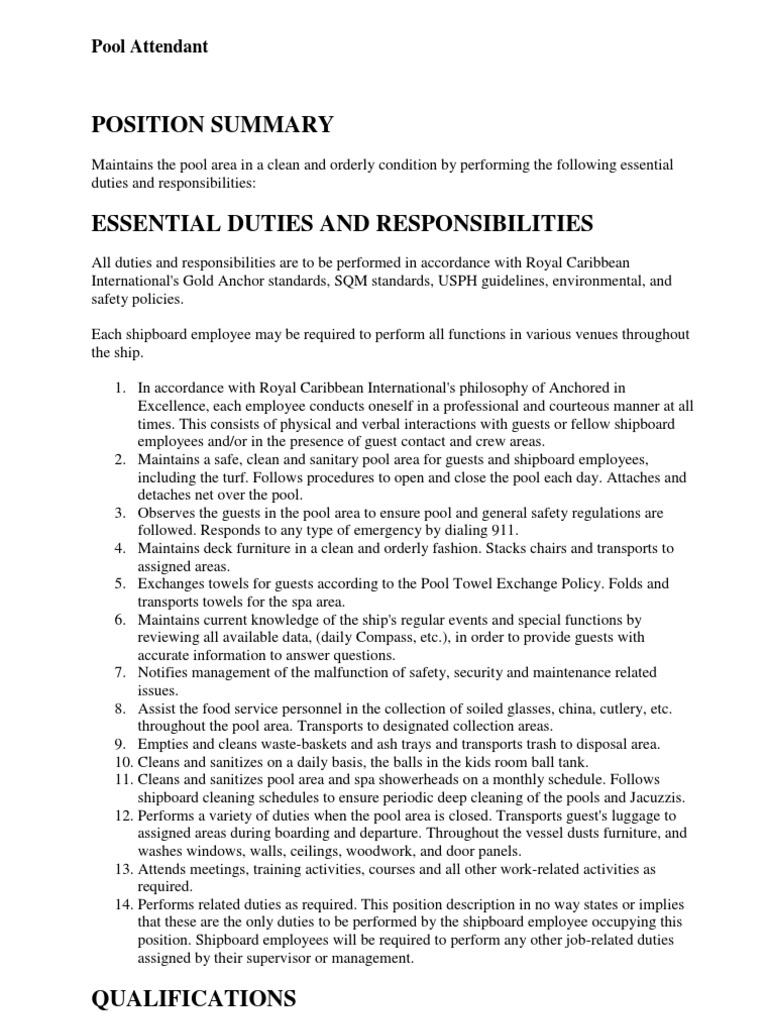 Pool Attendant Visual Perception Safety