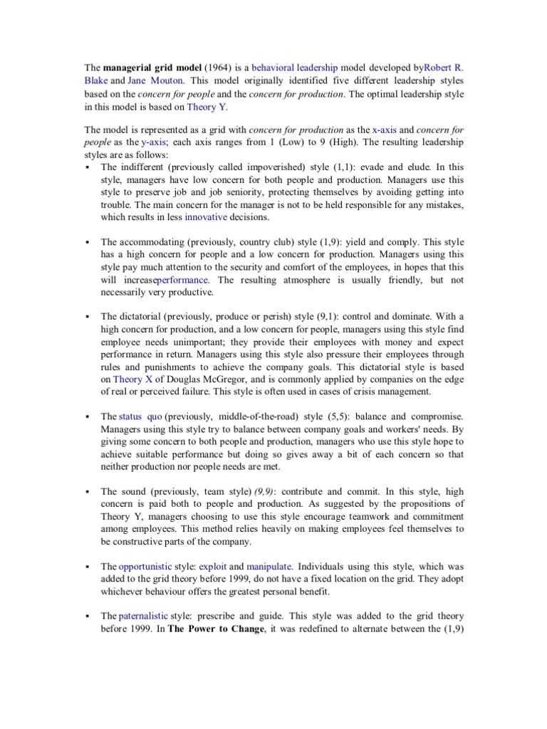 Managerial Grid Model Pdf