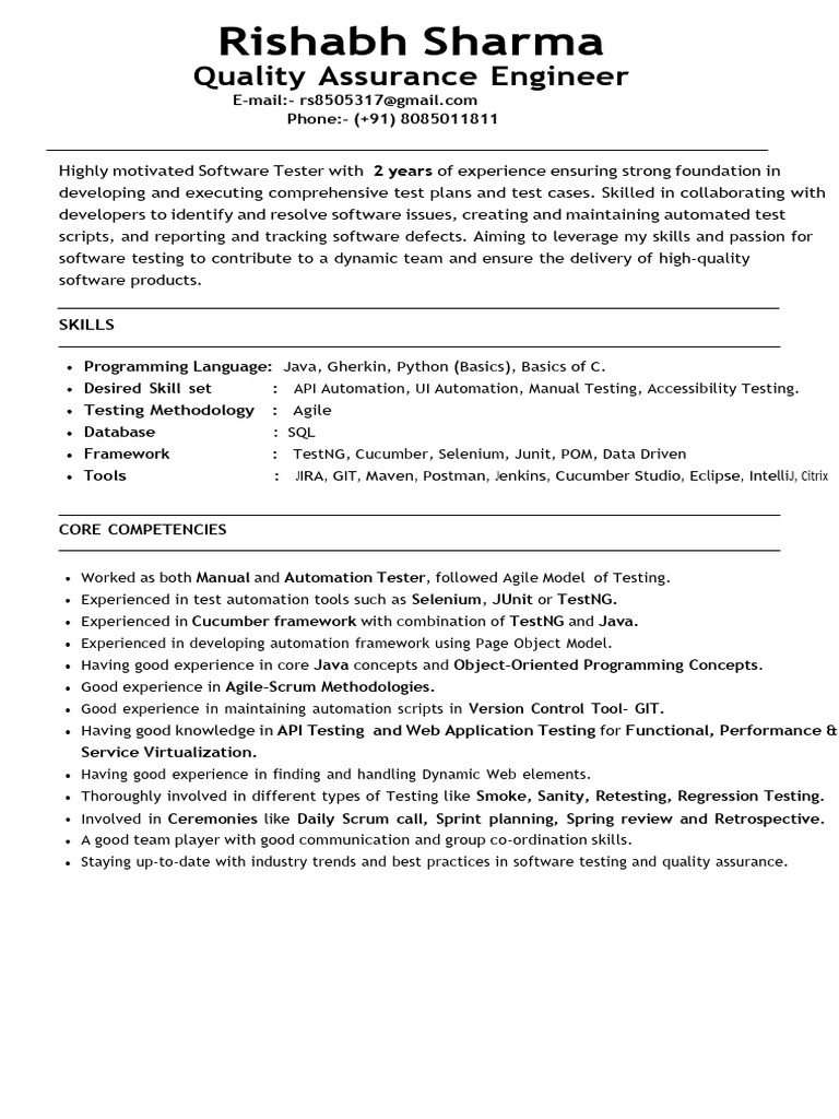 Rishabh Sharma Software Tester | PDF | Software Testing | Agile ...