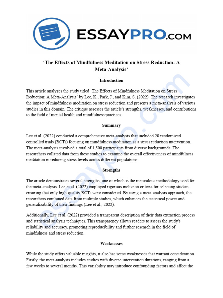 IMR532 Example Individual Assignment | PDF | Meta Analysis | Mindfulness