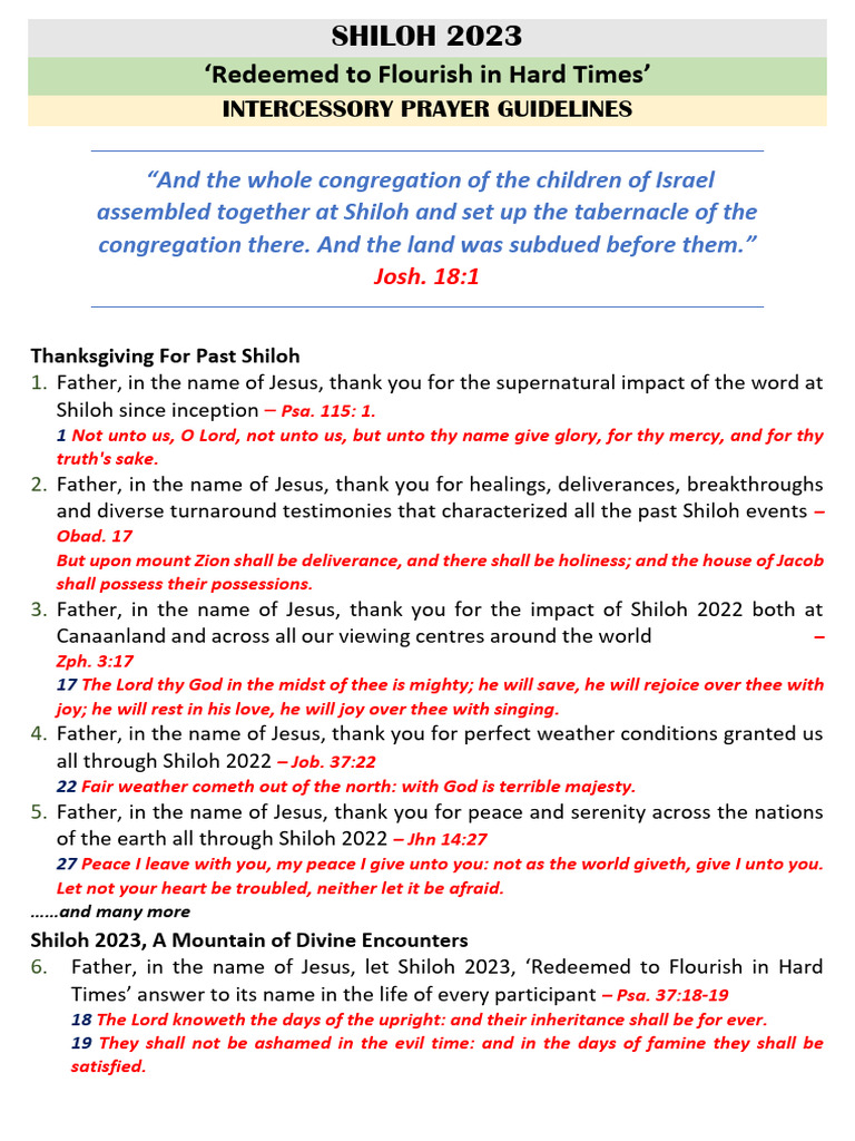 (With SCriptures) Shiloh 2023 Intercessory Prayer Guidelines | PDF ...