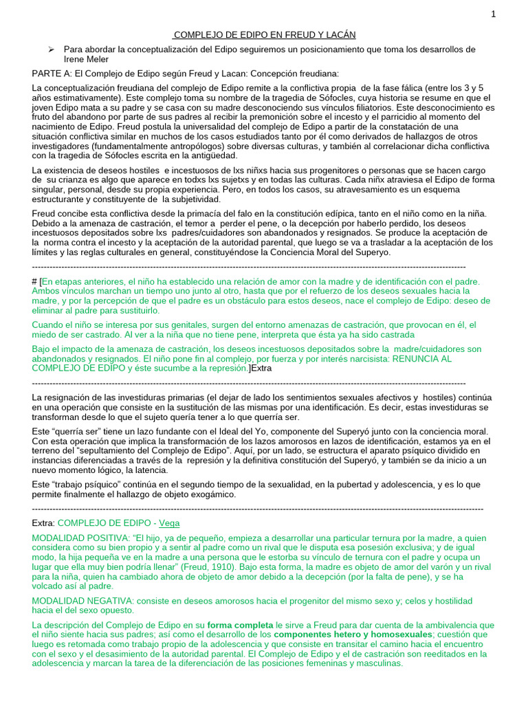 Complejo de Edipo: Freud y Lacan | PDF | Complejo de Edipo | Jacques Lacan