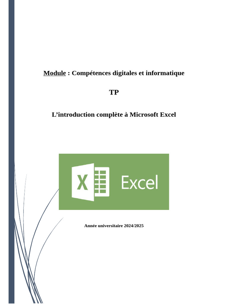 TP Excel : Introduction et Pratique 2024 | PDF | Microsoft Excel ...