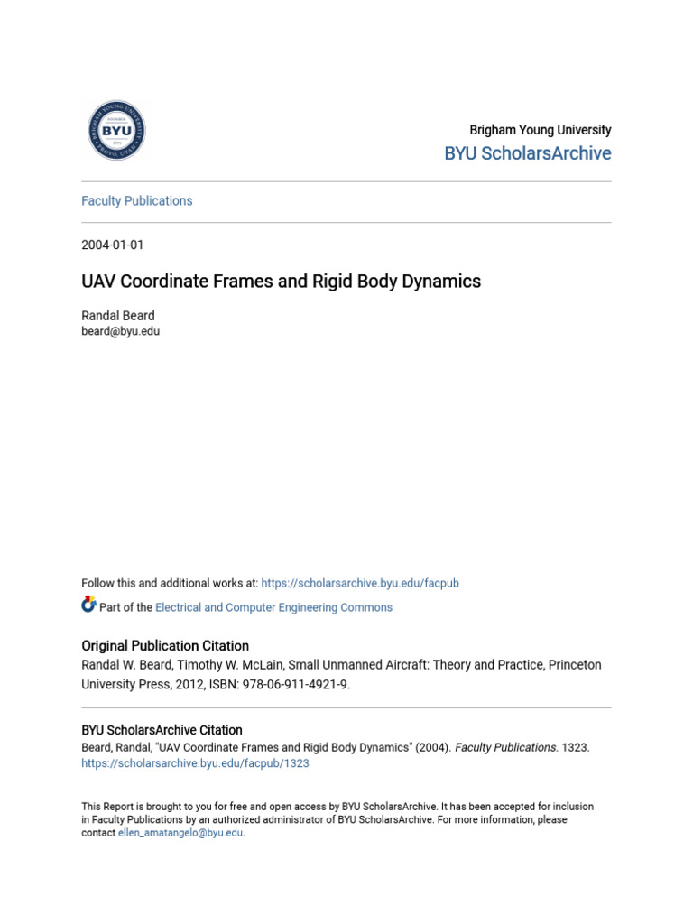 UAV Coordinate Frames and Dynamics | PDF | Cartesian Coordinate System ...