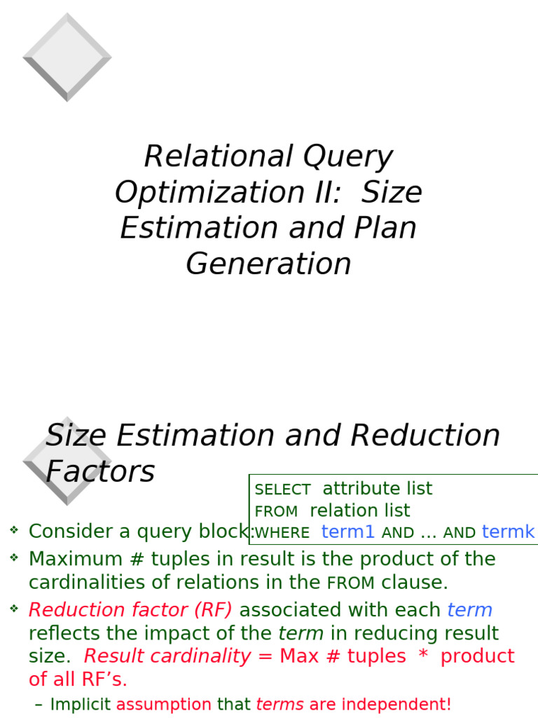 Relational Query Optimization Techniques | PDF | Relational Model ...