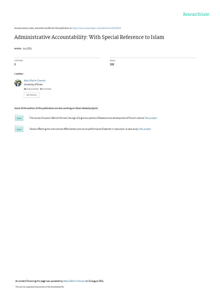 Islamic Administrative Accountability | PDF | Accountability | Sharia