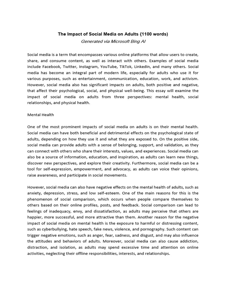 The Impact of Social Media On Adults | PDF | Social Media | Popular ...