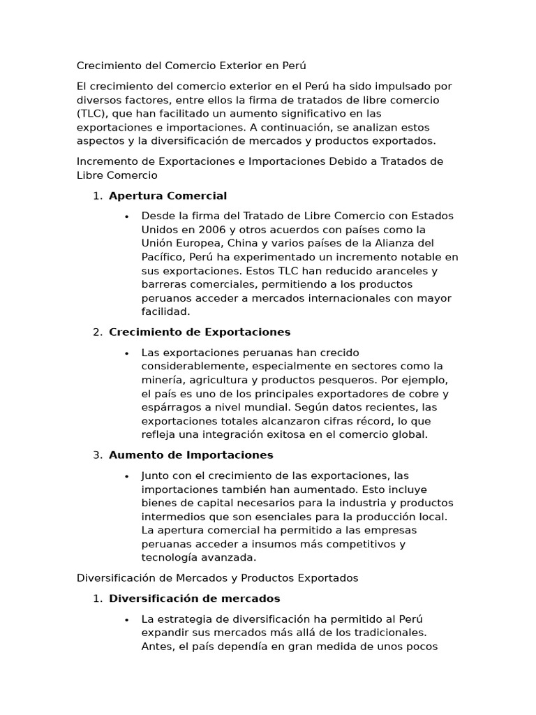 Crecimiento Del Comercio Exterior en Perú | PDF | Exportaciones | Comercio