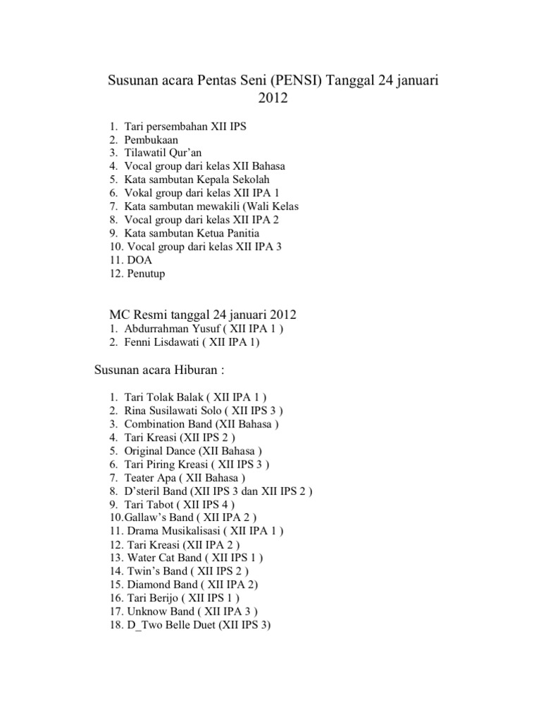 Teks Mc Bahasa Sunda Pentas Seni Berbagi Teks Penting