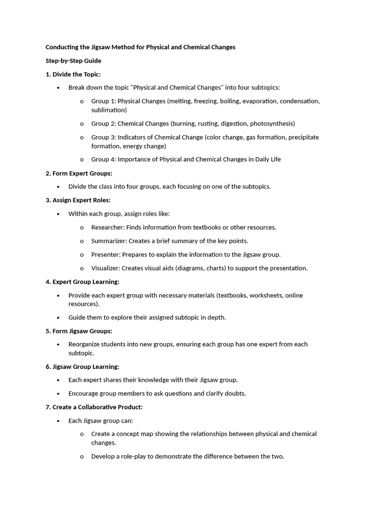 Jigsaw Method Pdf Expert Learning