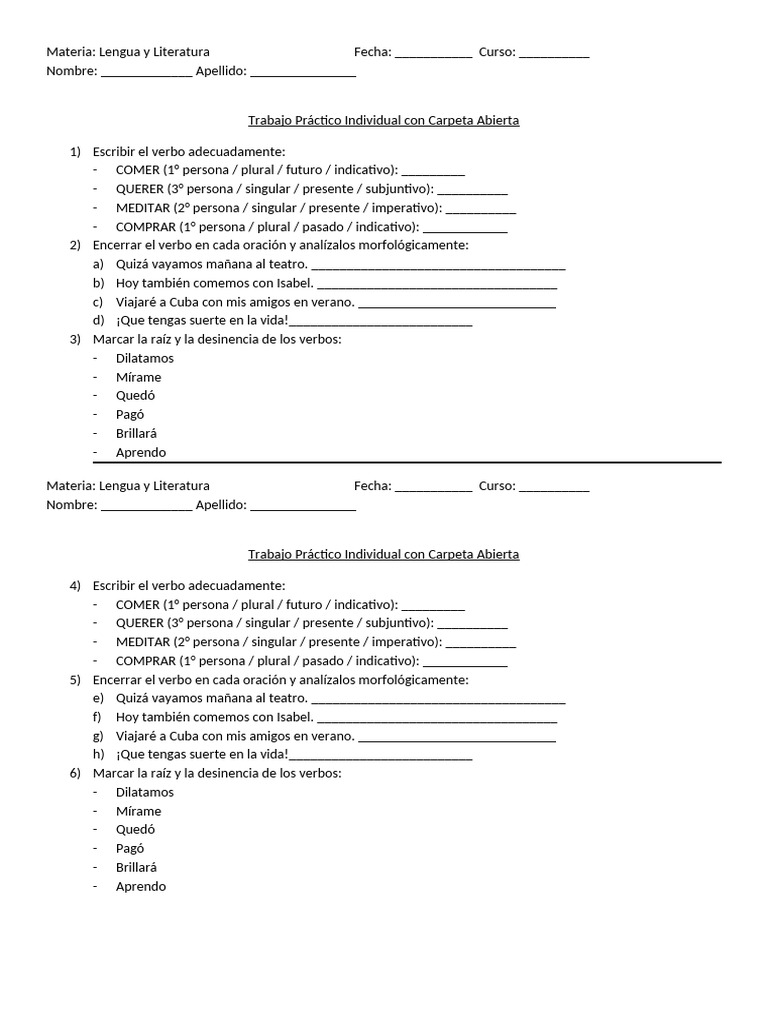 1d Verbos | PDF | Artes del Lenguaje y Comunicación | Estudios de ...