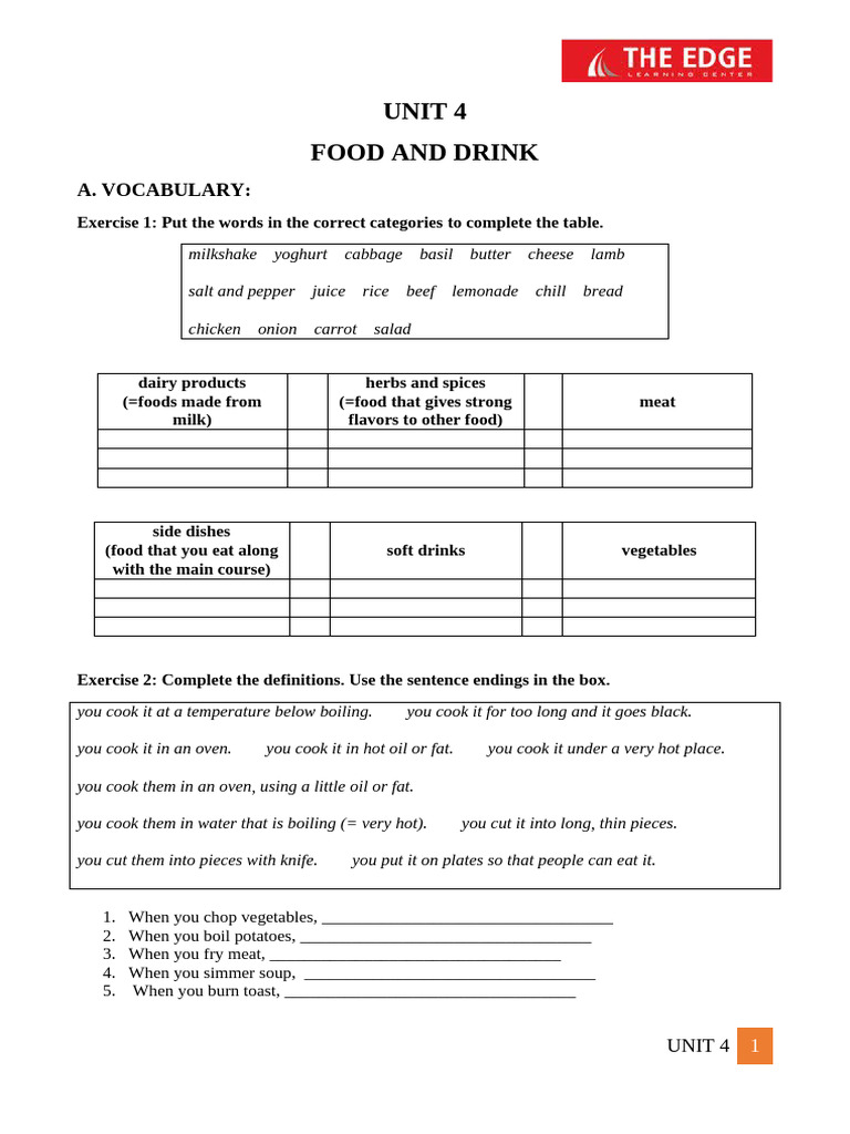 Unit 4 Student Pdf Novels Tableware