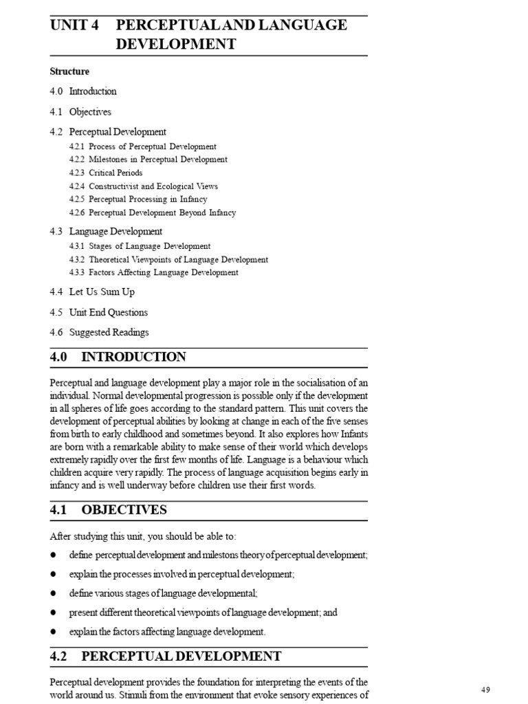 Perceptual and Language Development Insights | PDF | Perception ...