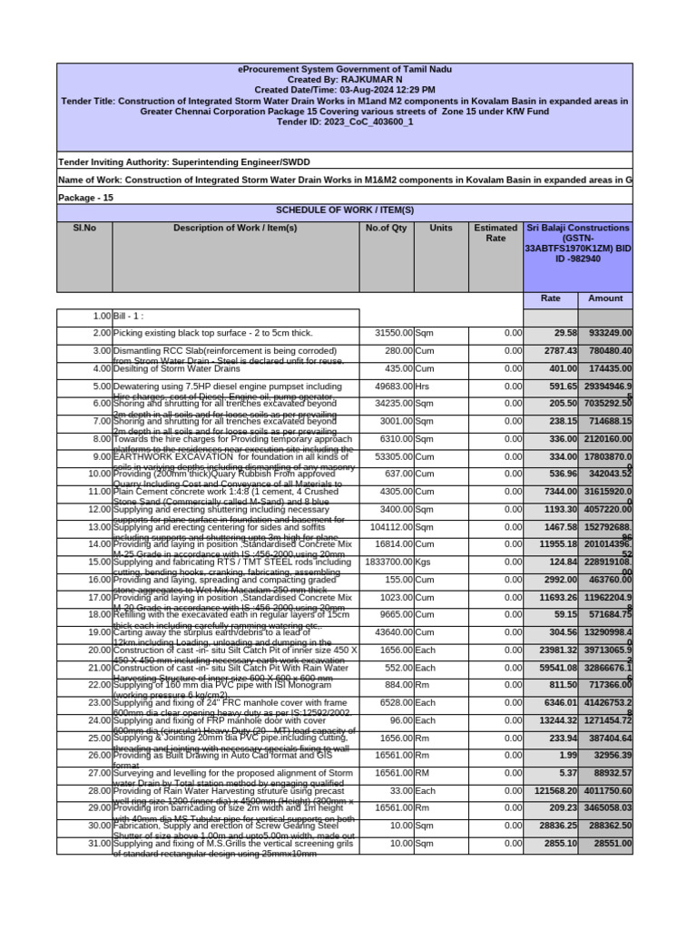 Boqcomparativechart - 2024-11-08T223601.343 | PDF | Concrete | Civil ...