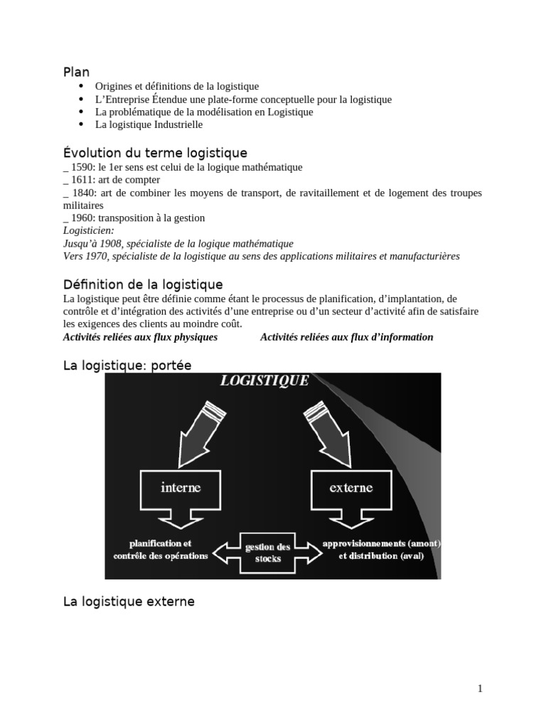 Évolution et enjeux de la logistique intégrée | PDF | Logistique ...