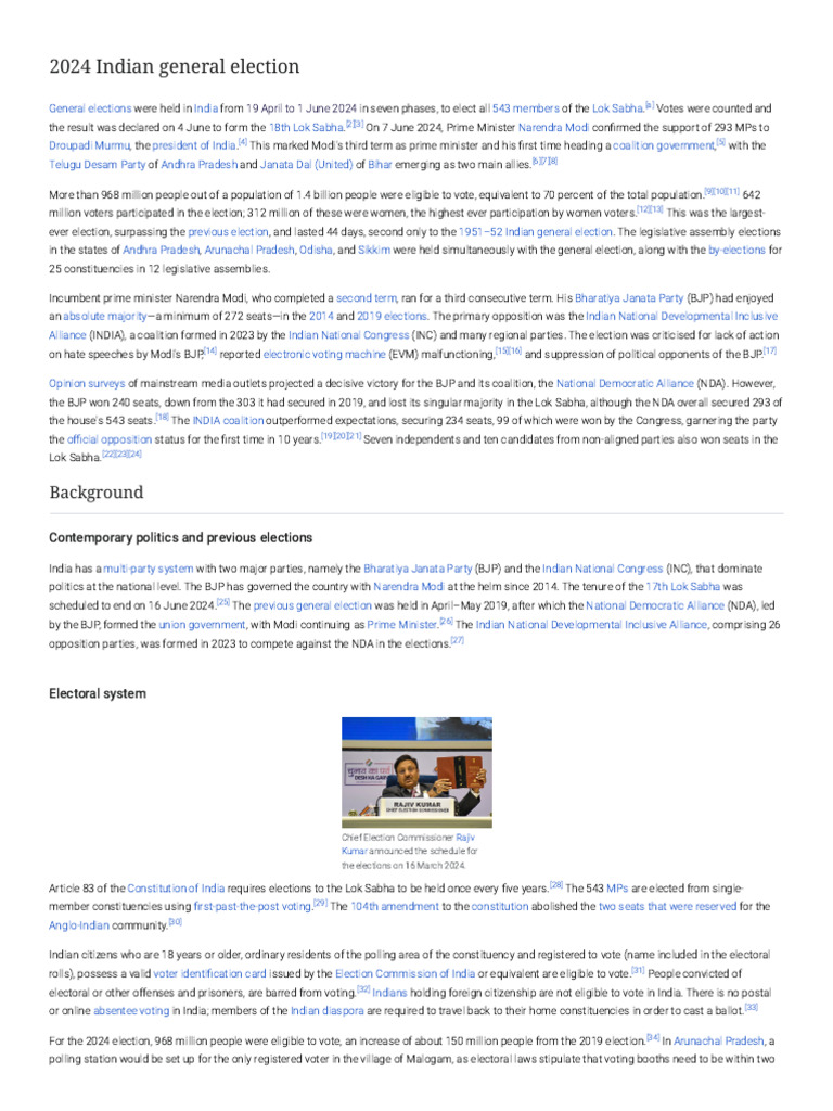 2024 Indian general election PDF Bharatiya Janata Party Politics