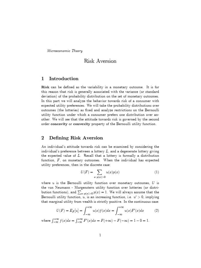 4.Notes_Risk_Aversion | PDF | Utility | Risk Aversion
