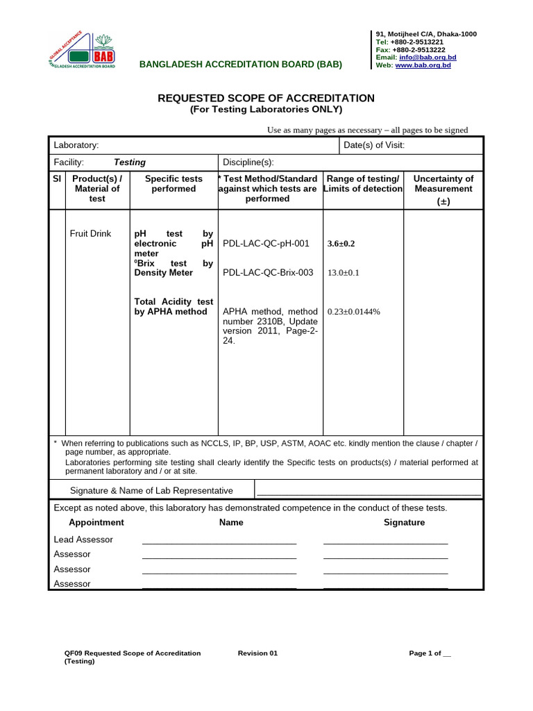Bangladesh Testing Laboratory Accreditation | PDF