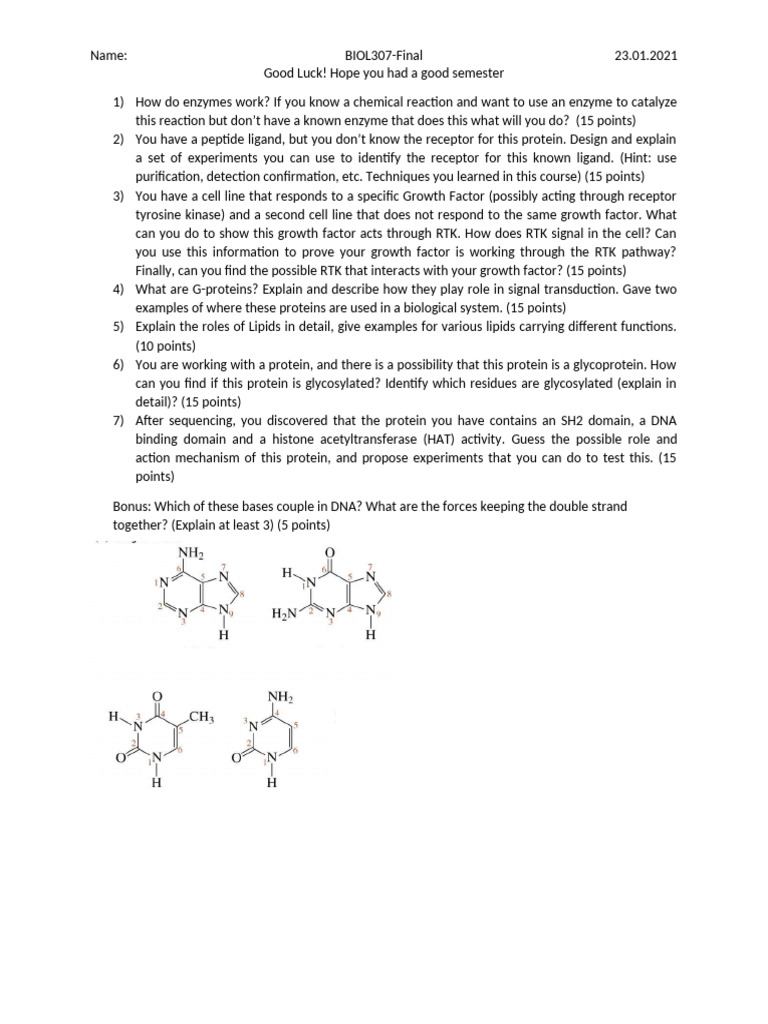 Biol307 Final Exam Study Guide Pdf Wellness Science Mathematics