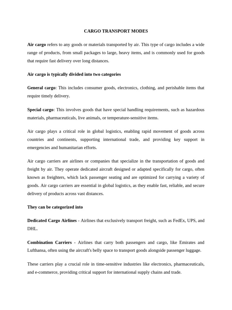 Air Cargo Transport Overview | PDF | Transport | Cargo