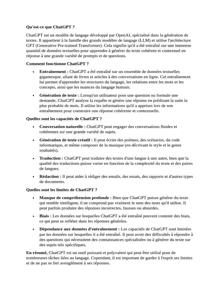 Introduction à ChatGPT et ses capacités | PDF | Sciences cognitives