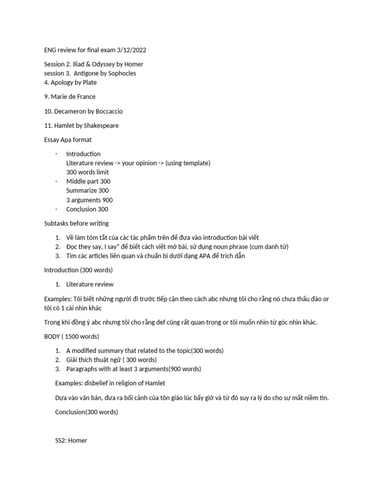 ENG Review For Final Exam | PDF