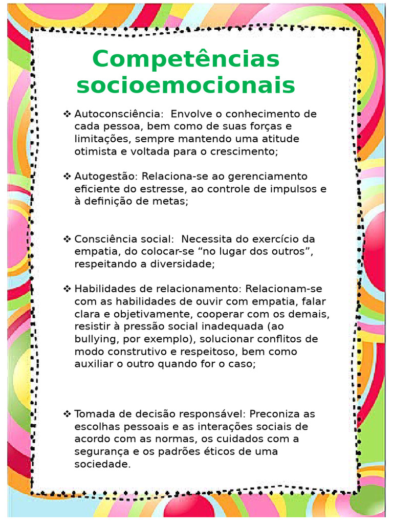 Competencias Socioemocionais | PDF | Carreira e Crescimento | Autoajuda
