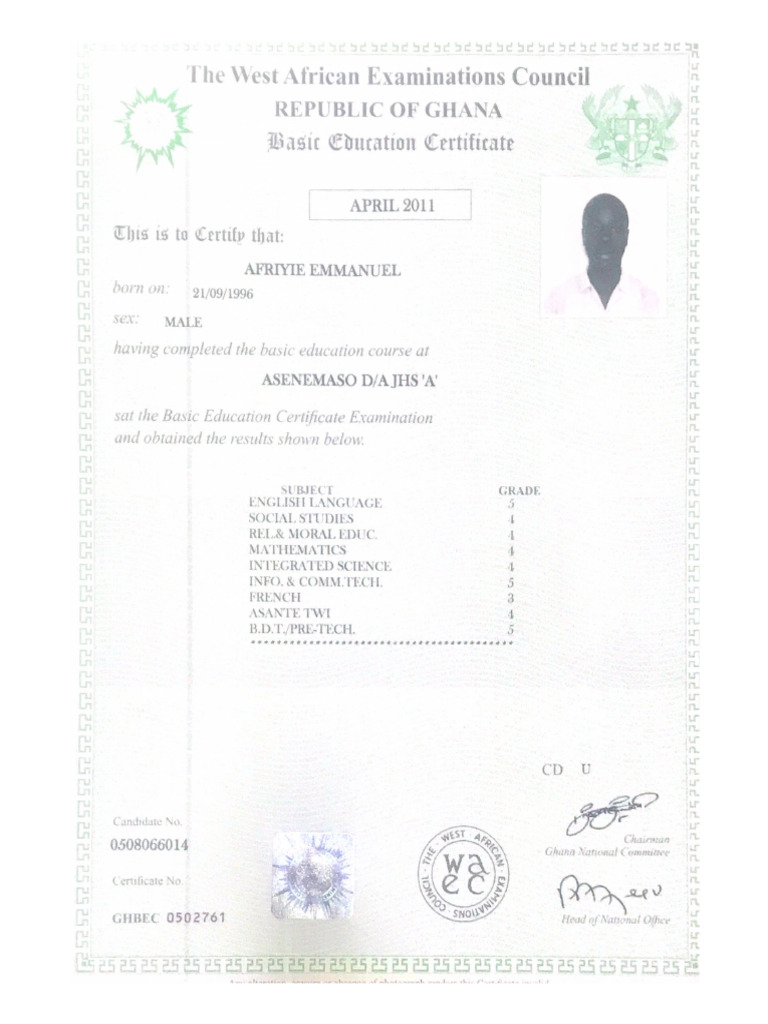 THE WEST AFRICAN EXAMINATIONS COUNCIL visual data 7