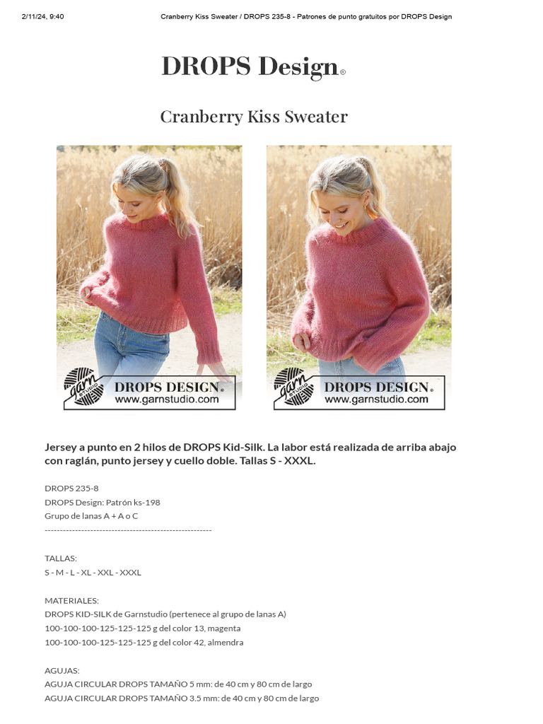Cranberry Kiss Sweater - DROPS 235-8 - Patrones de Punto Gratuitos Por ...