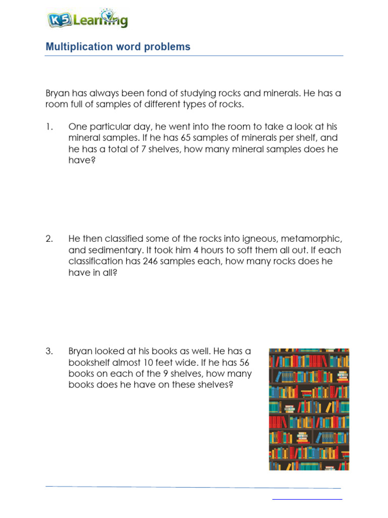 8 Multiplication Word Problems Worksheet | PDF