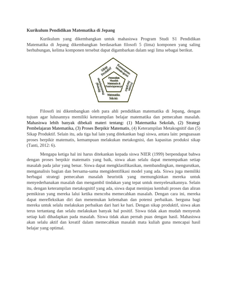 Kurikulum Pendidikan Matematika Di Jepang | PDF | Karier & Perkembangan