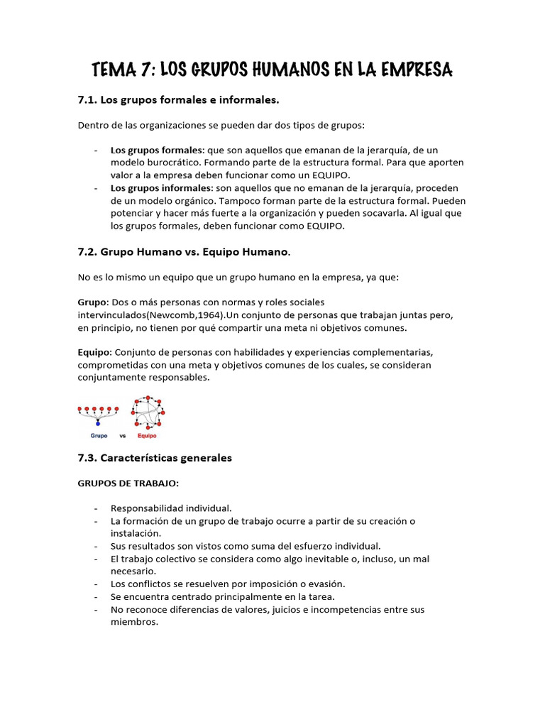 TEMA 7 Los Grupos Humanos en La Empresa | PDF | Business | Liderazgo